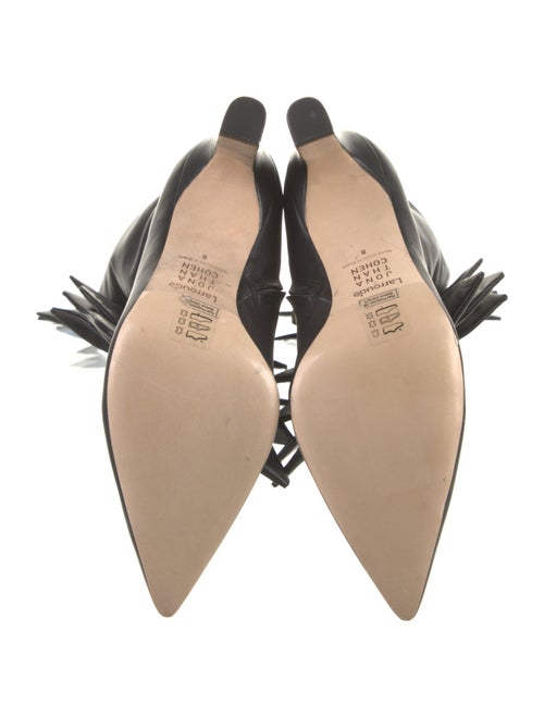 Larroude Leather Bow Accents Lace-Up Boots