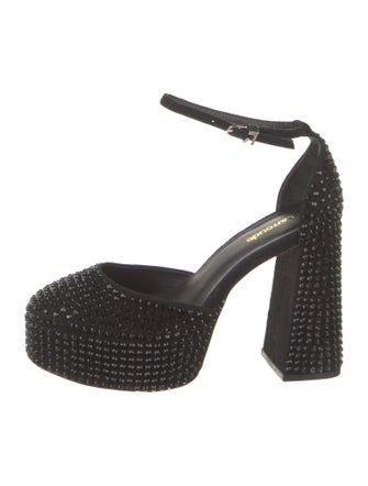 Larroude Suede Studded Accents D'Orsay Pumps