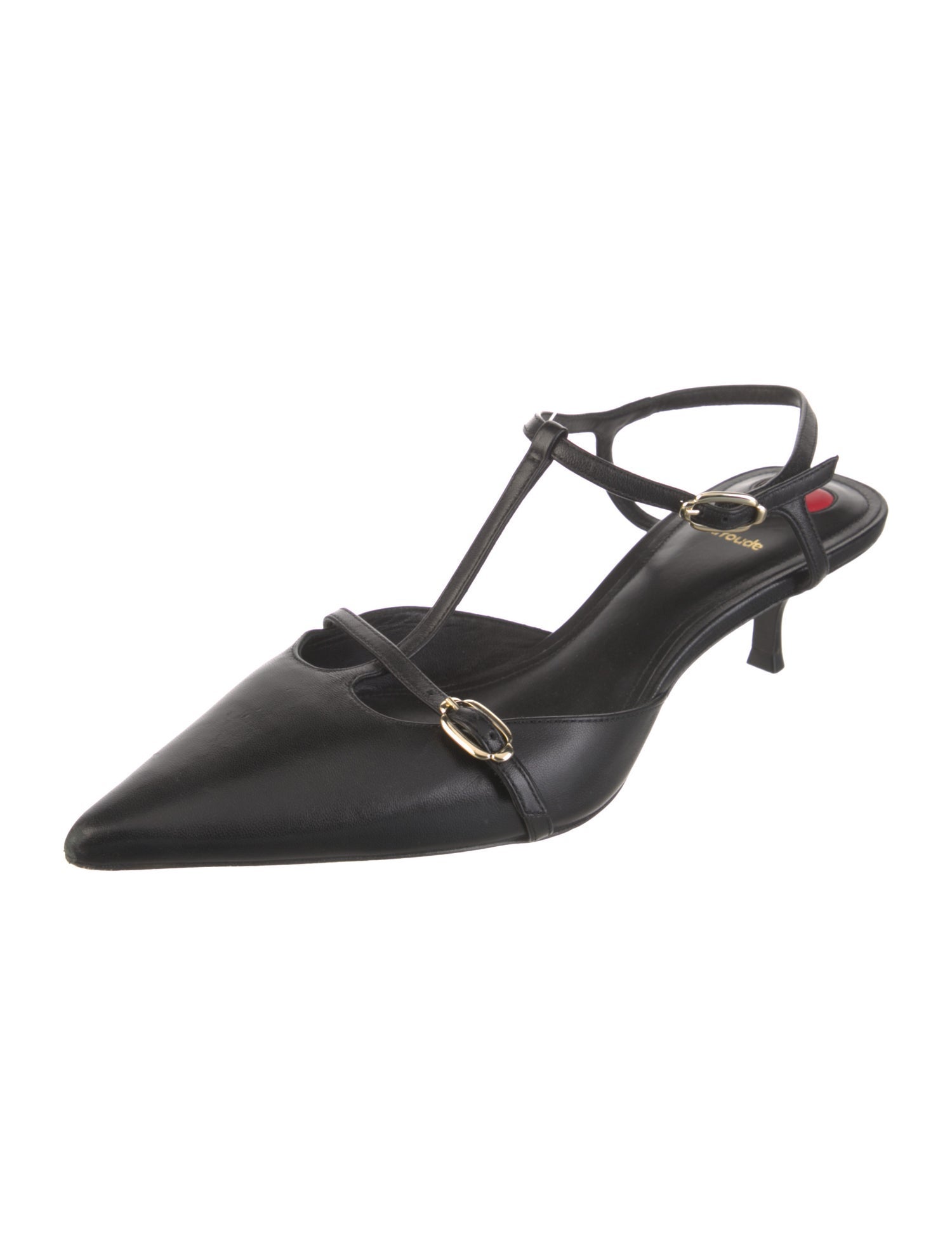 Larroude Leather T-Strap Pumps