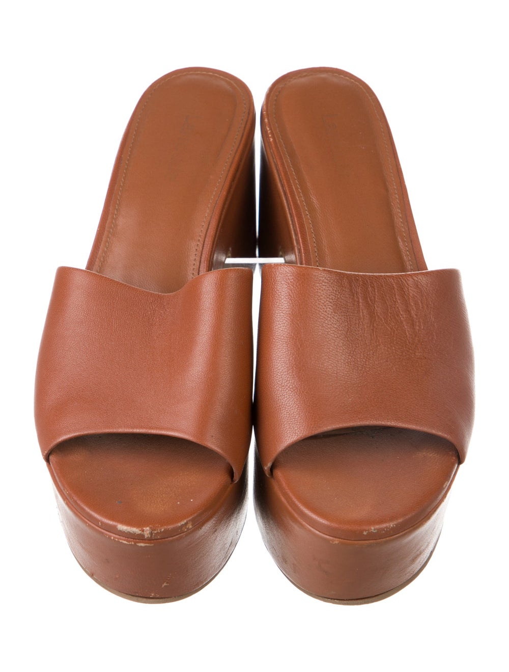 Larroude Leather Slides Neutrals Platform - image 3