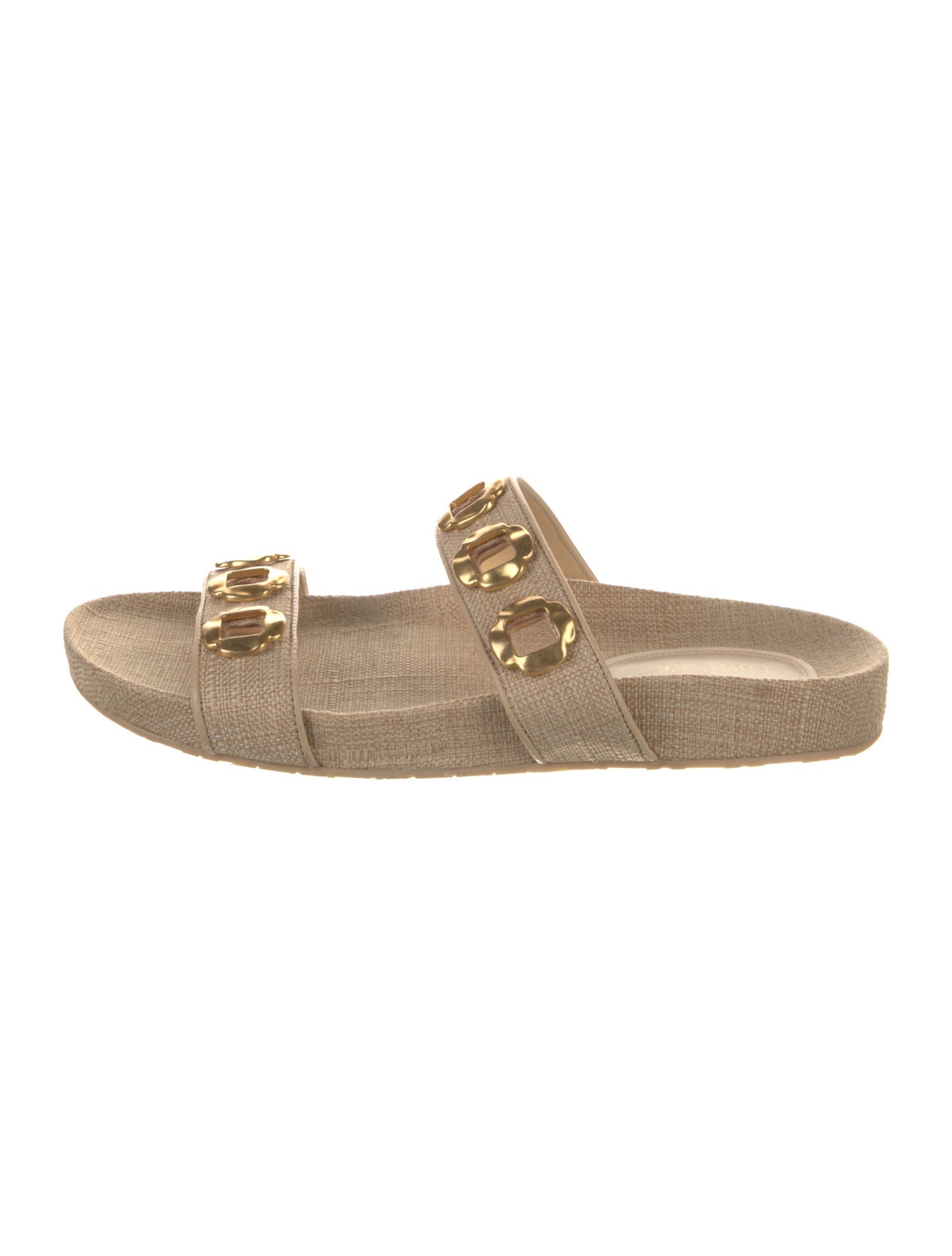 Larroude Raffia Leather Trim Embellishment Slides