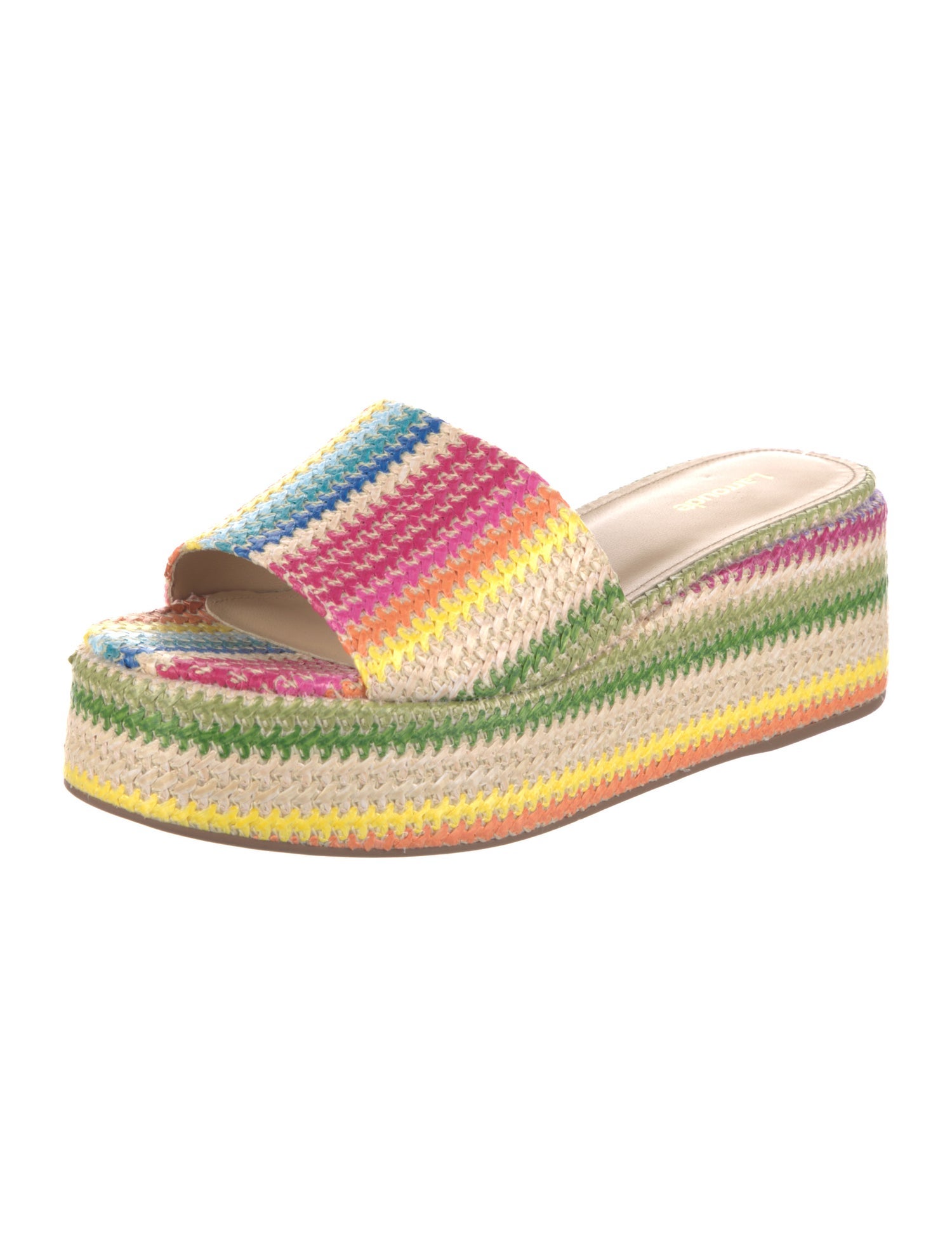 Larroude Straw Striped Espadrilles