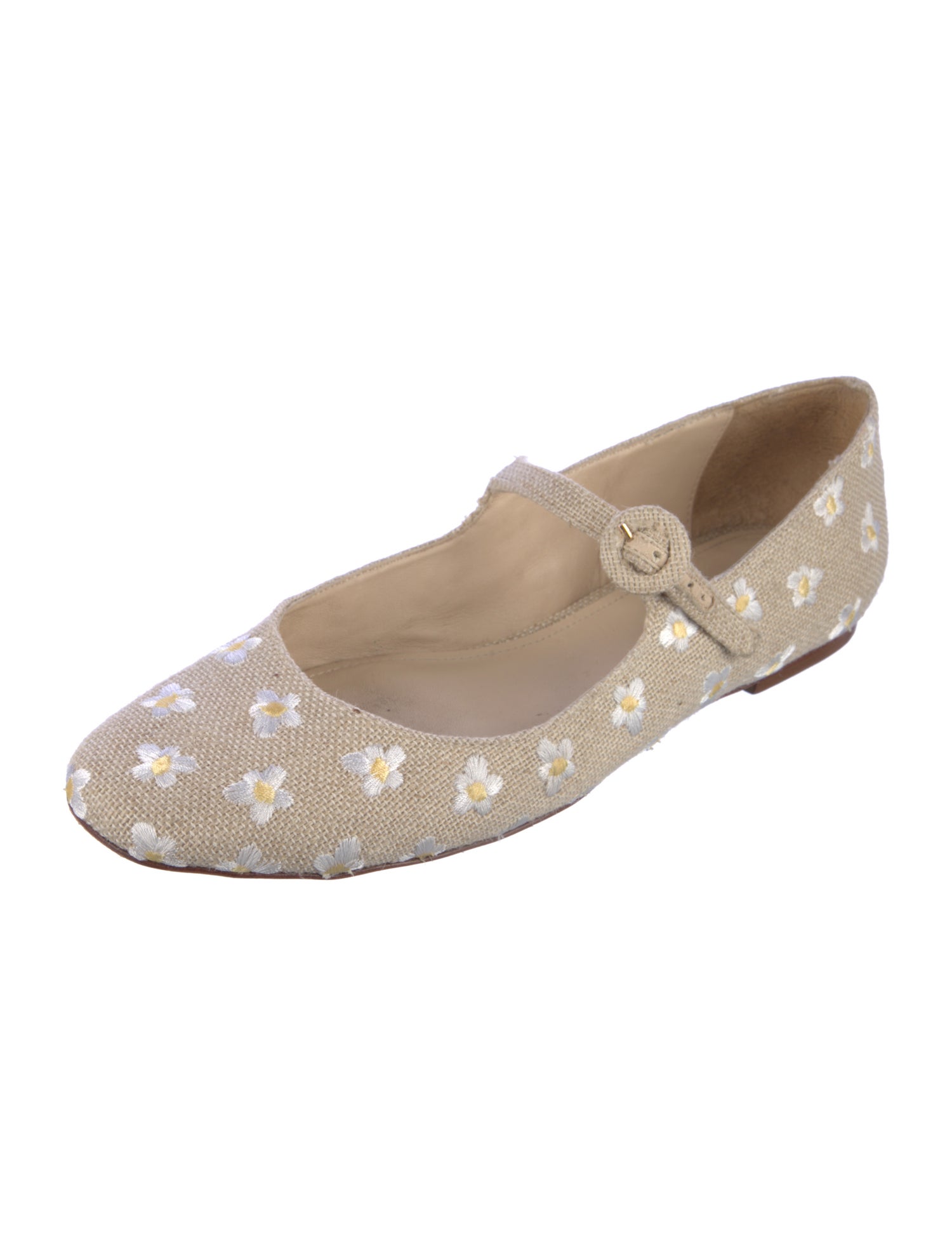 Larroude Canvas Printed Mary Jane Flats