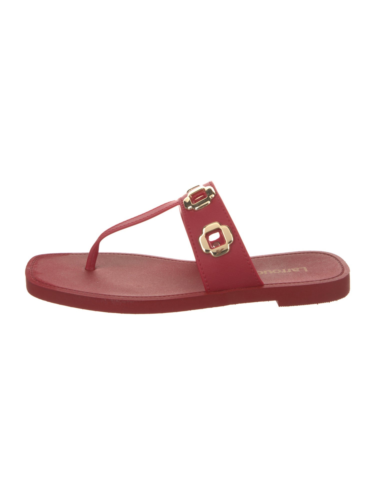 Larroude Rubber Eyelet Trim Slides