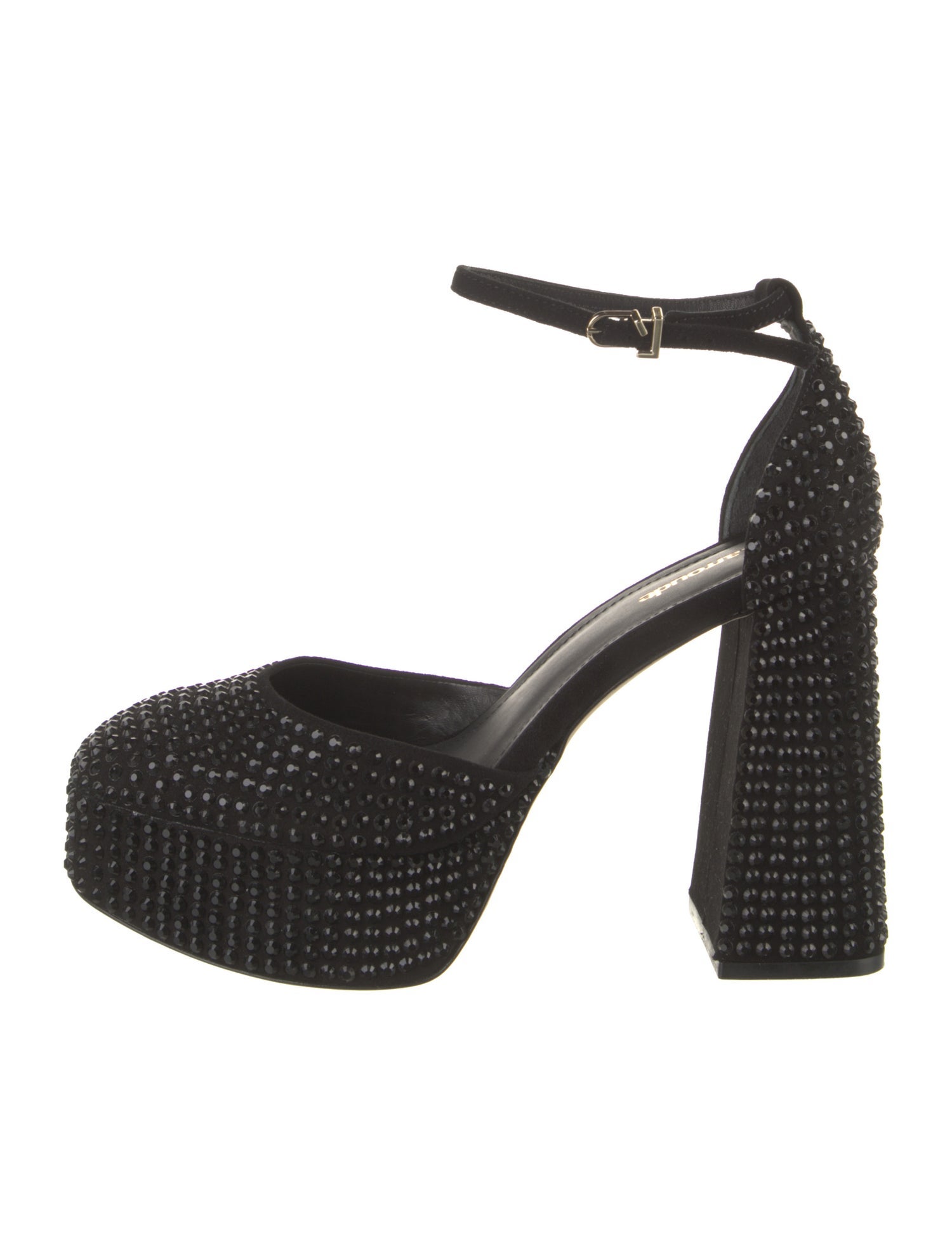 Larroude Suede Crystal Embellishments D'Orsay Pumps