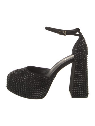 Larroude Suede Crystal Embellishments D'Orsay Pumps
