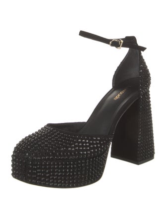 Larroude Suede Crystal Embellishments D'Orsay Pumps