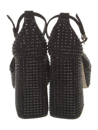 Larroude Suede Crystal Embellishments D'Orsay Pumps