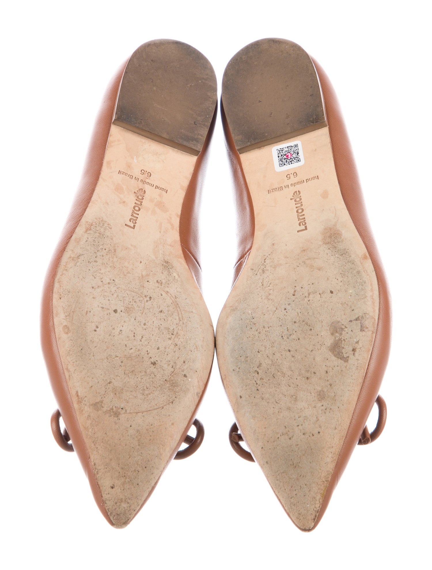 Larroude Leather Bow Accents Ballet Flats