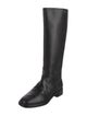 Larroude Leather Embroidered Accent Riding Boots