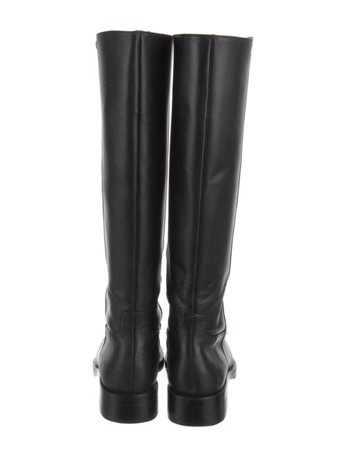 Larroude Leather Embroidered Accent Riding Boots