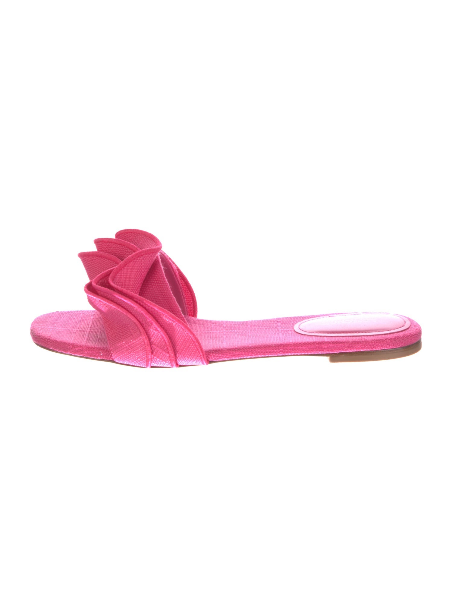 Larroude Canvas Ruffle Embellishment Slides
