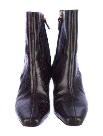 Larroude Embossed Leather Moto Boots