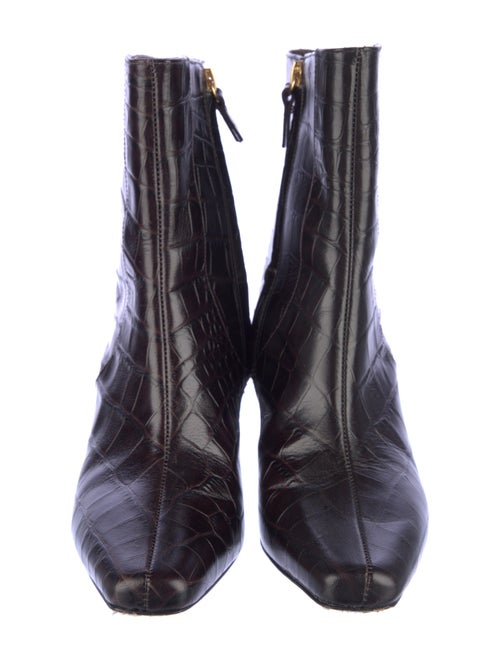 Larroude Embossed Leather Moto Boots