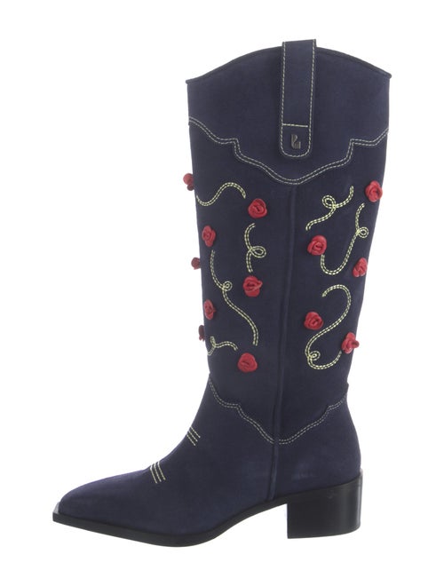Larroude Suede Patterned Riding Boots