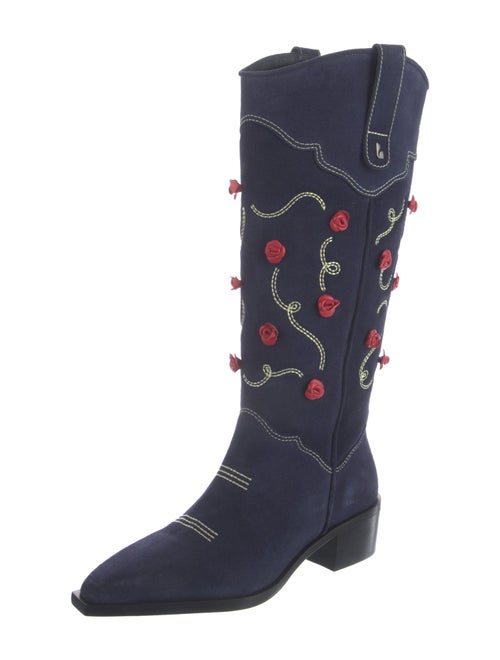 Larroude Suede Patterned Riding Boots