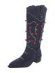 Larroude Suede Patterned Riding Boots