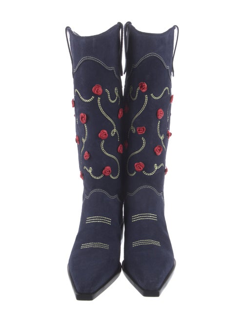Larroude Suede Patterned Riding Boots