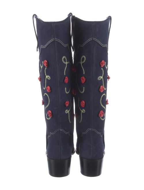 Larroude Suede Patterned Riding Boots