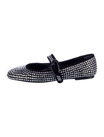 Larroude Suede Studded Accents Mary Jane Flats