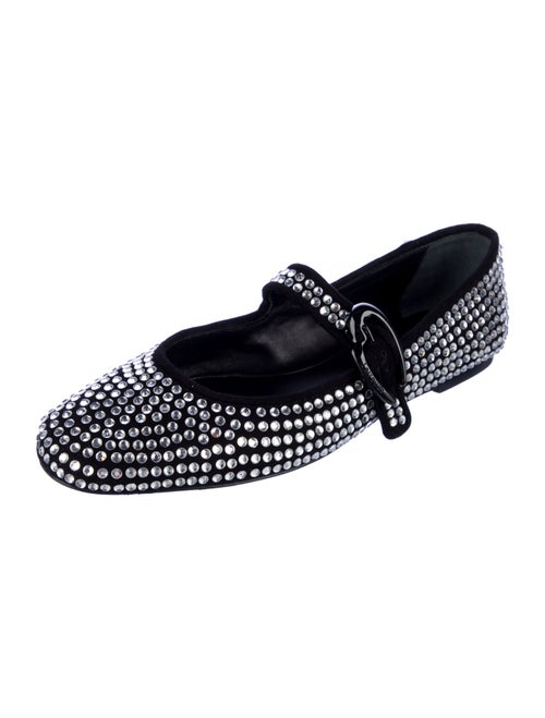 Larroude Suede Studded Accents Mary Jane Flats