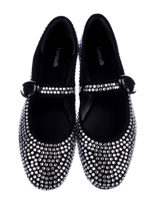 Larroude Suede Studded Accents Mary Jane Flats