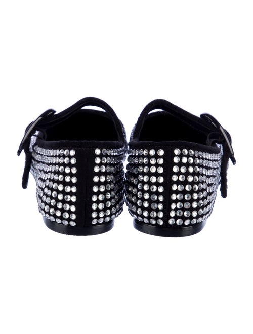 Larroude Suede Studded Accents Mary Jane Flats