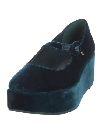 Larroude Velvet Leather Trim Embellishment Mary Jane Flats