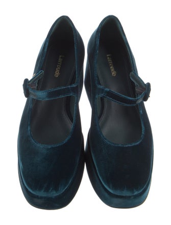 Larroude Velvet Leather Trim Embellishment Mary Jane Flats