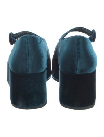 Larroude Velvet Leather Trim Embellishment Mary Jane Flats