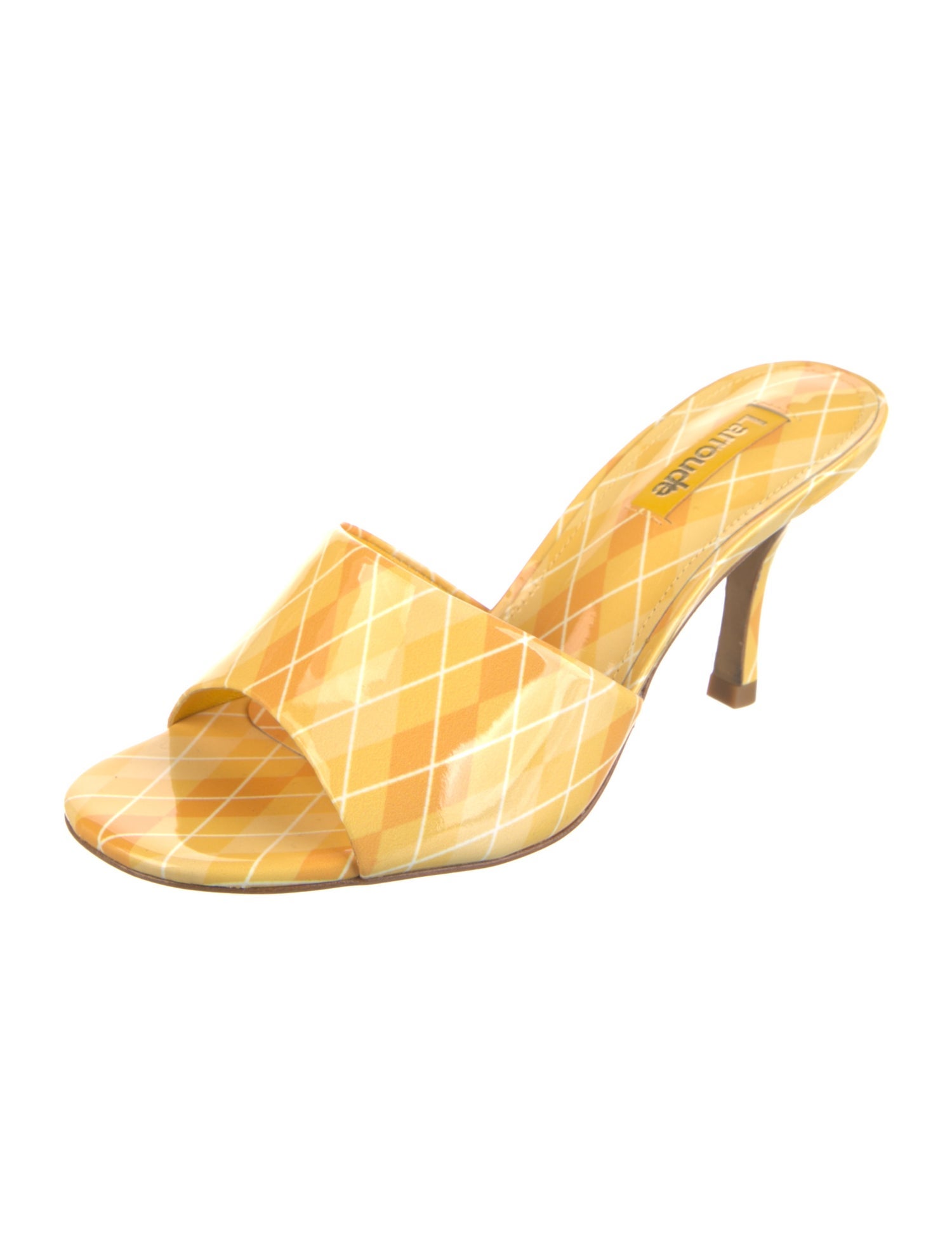 Larroude Patent Leather Printed Slides