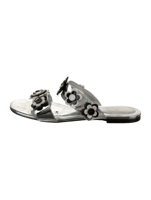 Larroude Patent Leather Studded Accents Slides