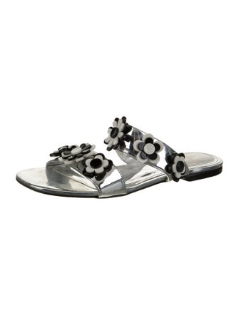 Larroude Patent Leather Studded Accents Slides