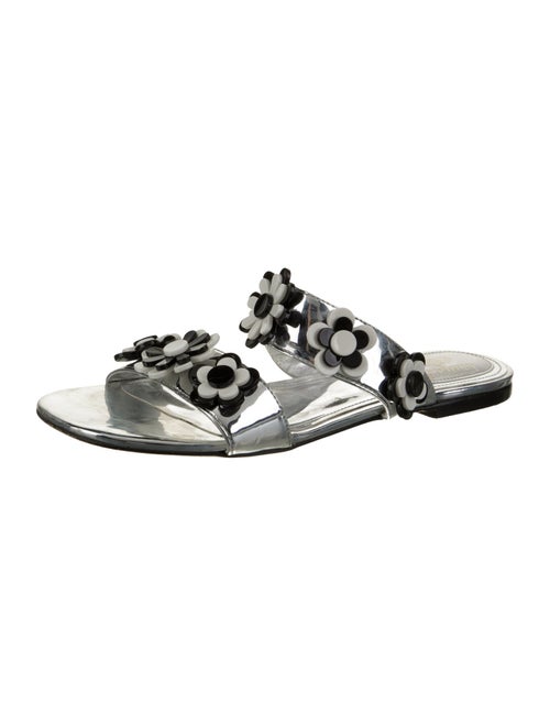 Larroude Patent Leather Studded Accents Slides