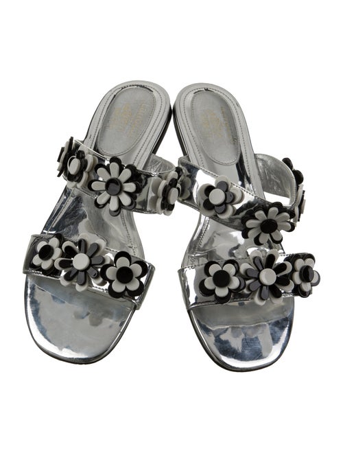 Larroude Patent Leather Studded Accents Slides