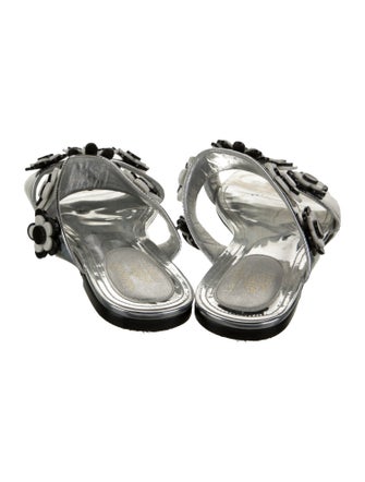 Larroude Patent Leather Studded Accents Slides