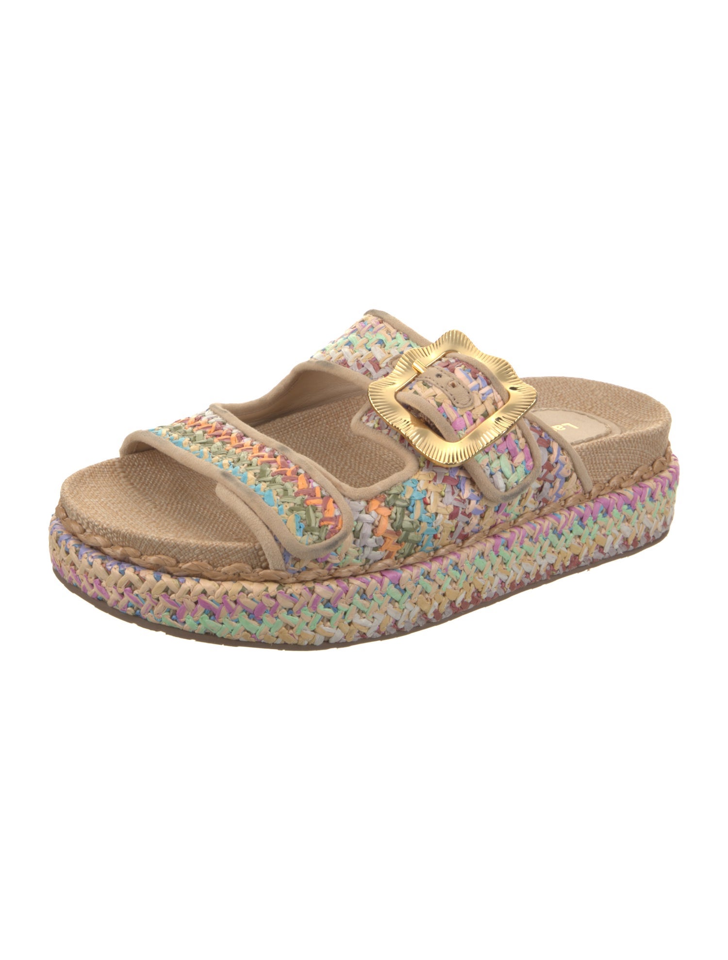 Larroude Straw Floral Print Espadrilles