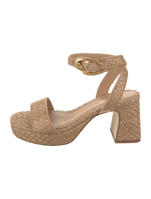 Larroude Raffia Animal Print Sandals