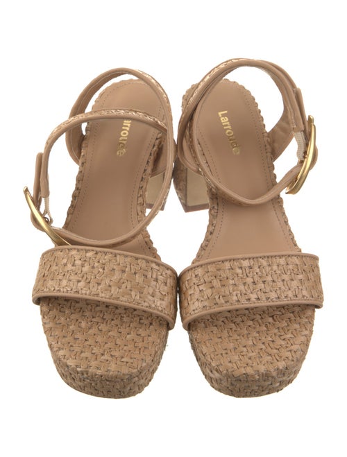 Larroude Raffia Animal Print Sandals