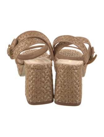 Larroude Raffia Animal Print Sandals