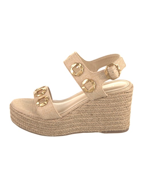 Larroude Raffia Studded Accents Espadrilles