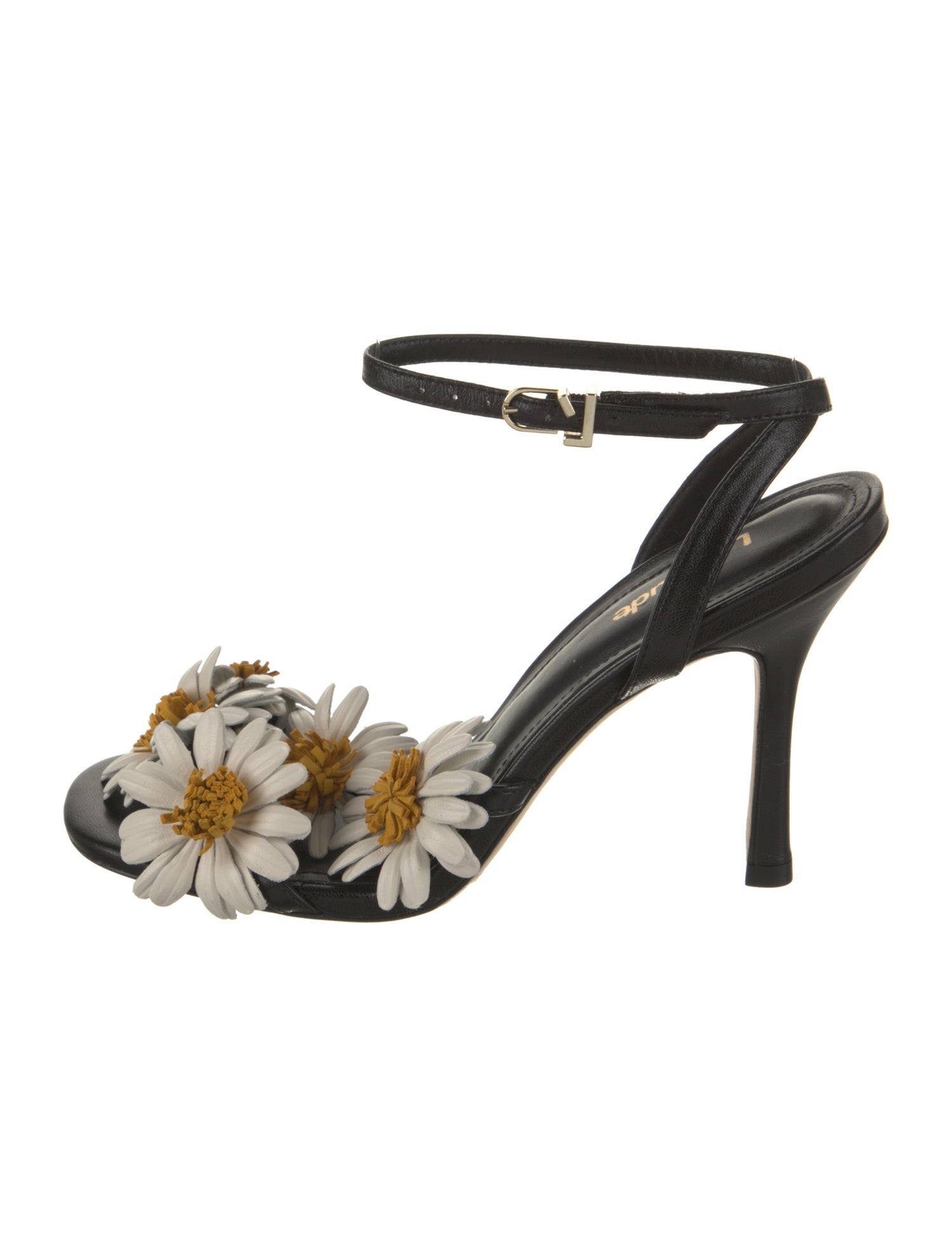 Larroude Leather Floral Print Sandals