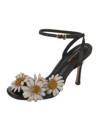 Larroude Leather Floral Print Sandals