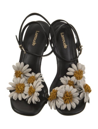 Larroude Leather Floral Print Sandals