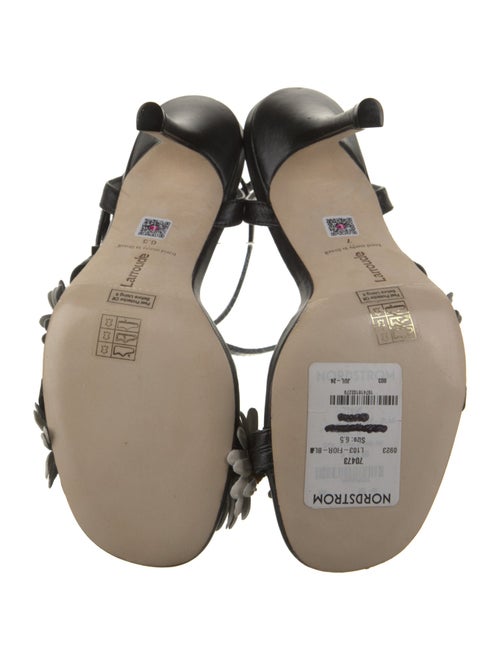 Larroude Leather Floral Print Sandals