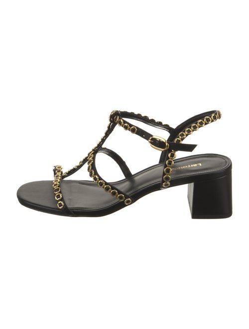 Larroude Leather Chain-Link Accents T-Strap Sandals