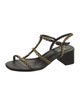 Larroude Leather Chain-Link Accents T-Strap Sandals