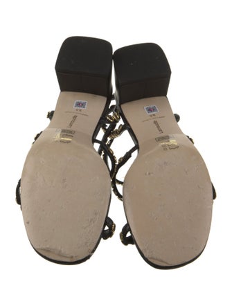 Larroude Leather Chain-Link Accents T-Strap Sandals