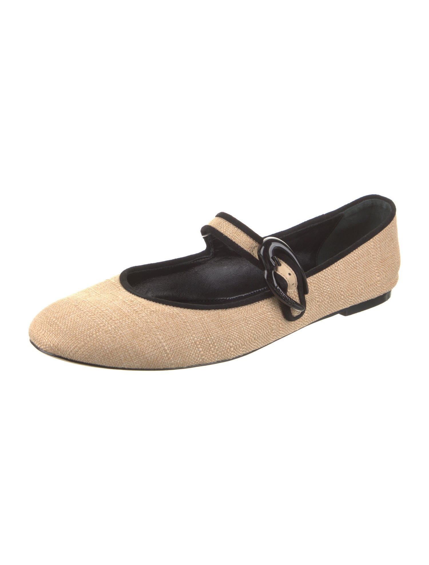 Larroude Raffia Mary Jane Flats