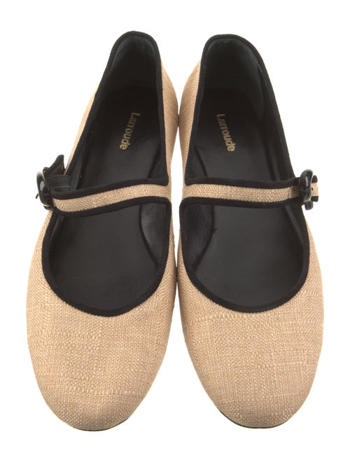 Larroude Raffia Mary Jane Flats